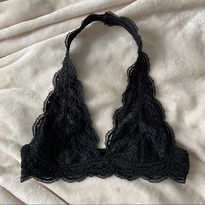 Black lace halter bralette
